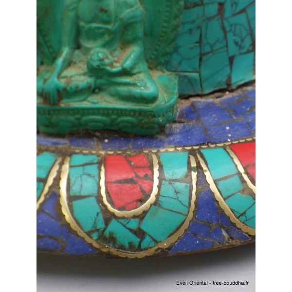 Stupa tibétain en bois et pierres 20 cm Statuettes Bouddhistes ref 3755.5