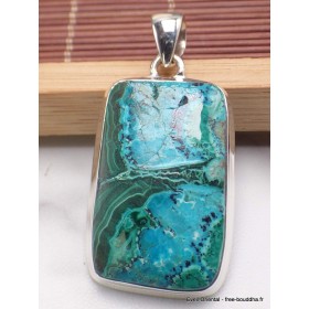 Pendentif Malachite sur Chrysocolle rectangulaire Pendentifs pierres naturelles AW38.2