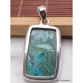 Pendentif Malachite sur Chrysocolle rectangulaire Pendentifs pierres naturelles AW38.2