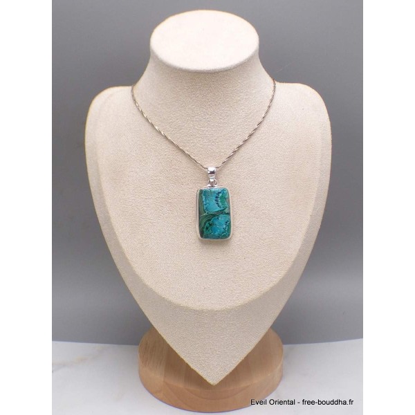 Pendentif Malachite sur Chrysocolle rectangulaire Pendentifs pierres naturelles AW38.2