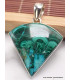 Pendentif Malachite Chrysocolle forme éventail Pendentifs pierres naturelles AW38.3