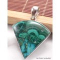 Pendentif Malachite Chrysocolle forme éventail Pendentifs pierres naturelles AW38.3