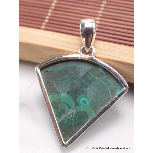 Pendentif Malachite Chrysocolle forme éventail Pendentifs pierres naturelles AW38.3