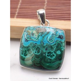 Pendentif carré en Malachite sur Chrysocolle Bijoux en Malachite sur Chrysocolle AW38.4