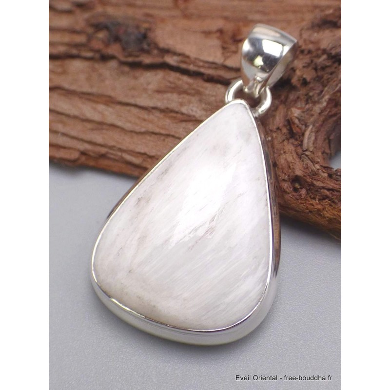 Bijou Pendentif en Scolecite blanche forme goutte Bijoux en Scolecite AW39.5