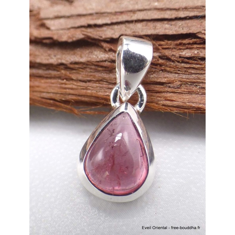 Petit Pendentif Tourmaline Rose forme goutte Bijoux en Tourmaline Rose AW25.3