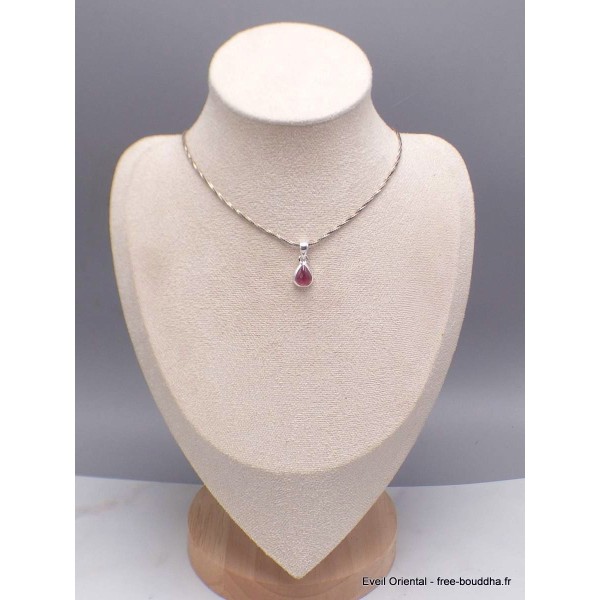 Petit Pendentif Tourmaline Rose forme goutte Bijoux en Tourmaline Rose AW25.3
