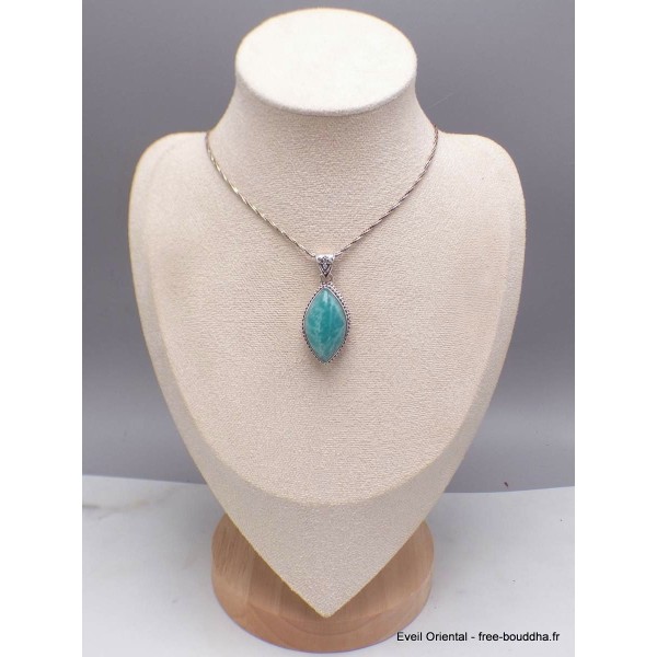 Pendentif Amazonite du Pérou style vintage marquise Pendentifs pierres naturelles aw43.2
