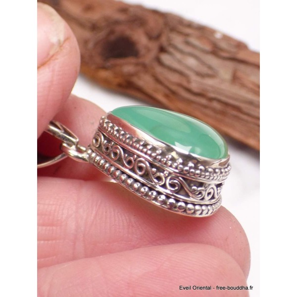 Pendentif Chrysoprase style vintage Pendentifs pierres naturelles AW42.2