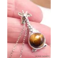 Collier Pendentif Pierre naturelle Girafe en Oeil de Tigre - Colliers pierres naturelles fines