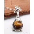 Collier Pendentif Pierre naturelle Girafe en Oeil de Tigre - Colliers pierres naturelles fines