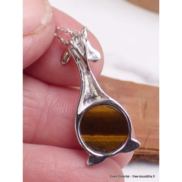Collier Girafe en Oeil de Tigre Colliers pierres naturelles fines PU105.5