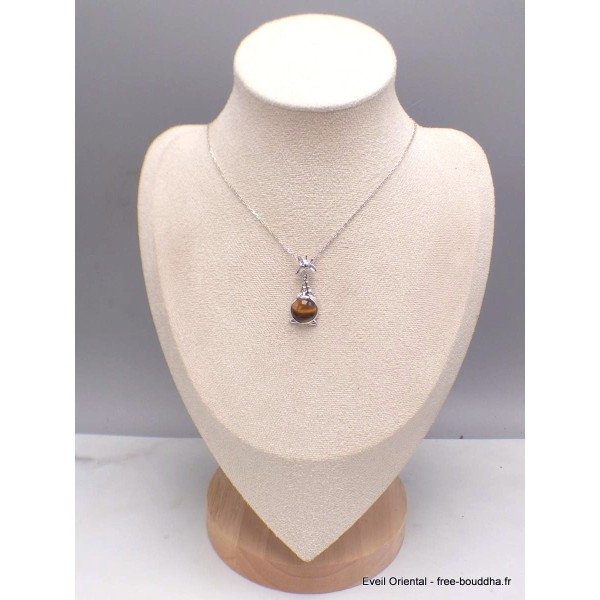 Collier Girafe en Oeil de Tigre Colliers pierres naturelles fines PU105.5