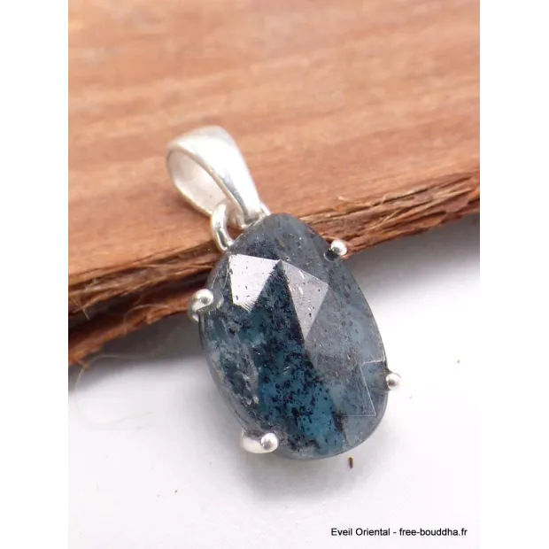 Pendentif Cyanite mousse bleu sarcelles - Pendentifs pierres naturelles