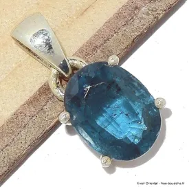 Pendentif Cyanite bleu sarcelles pierre facettée - Pendentifs pierres naturelles