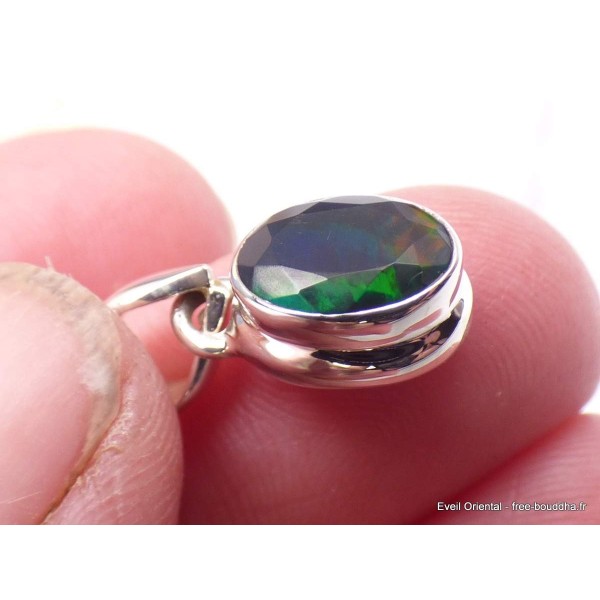 Pendentif oval en Opale noire du Chili Bijoux en Opale Noire AW51.6
