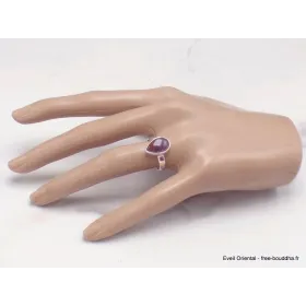 Bague Super seven forme poire taille 56 - Bijoux en Cacochynite Super Seven