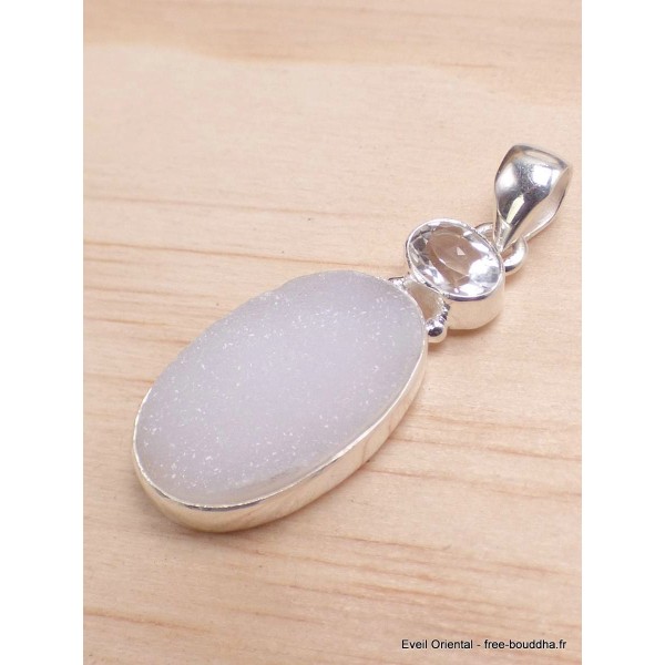 Pendentif en Quartz naturel druze et cristal Bijoux en Cristal de roche CWA124.1