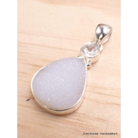 Pendentif goutte en Quartz naturel druze et cristal Pendentifs pierres naturelles CWA124.1-a