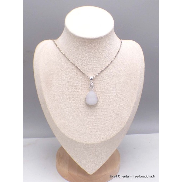 Pendentif goutte en Quartz naturel druze et cristal Pendentifs pierres naturelles CWA124.1-a