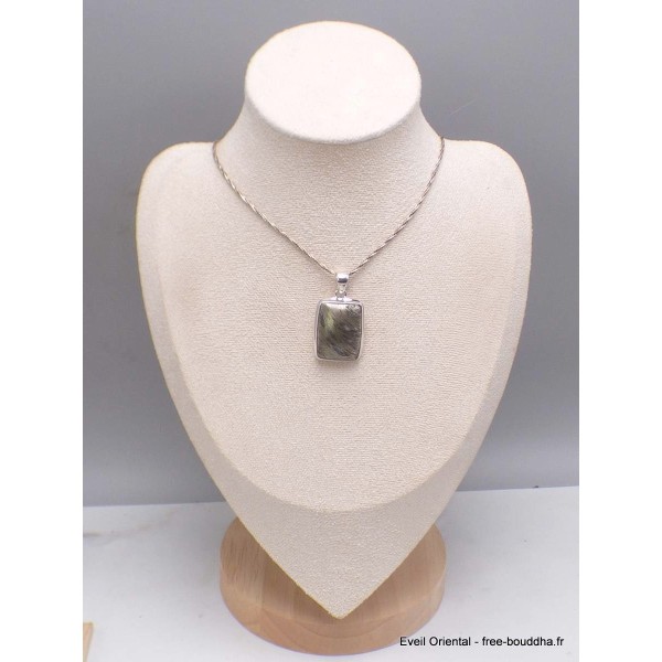 Bijou Pendentif en Pyrite plume rectangulaire Bijoux en Pyrite Plume CWA125
