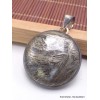 Gros Pendentif rond en Pyrite plume Bijoux en Pyrite Plume CWA125.1