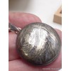 Gros Pendentif rond en Pyrite plume Bijoux en Pyrite Plume CWA125.1