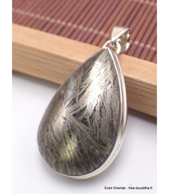 Pendentif goutte en Pyrite plume Bijoux en Pyrite Plume CWA125.2
