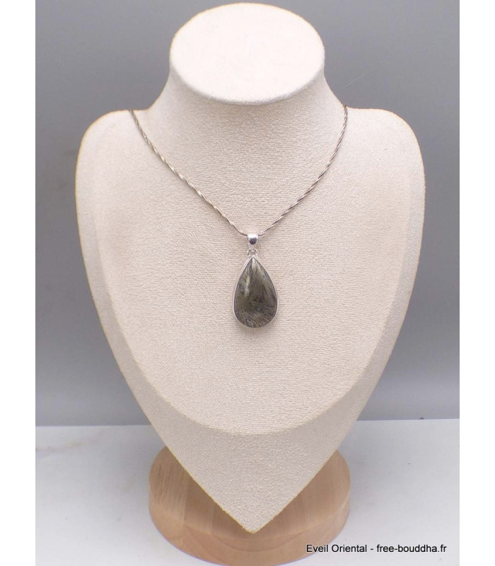 Pendentif goutte en Pyrite plume Bijoux en Pyrite Plume CWA125.2