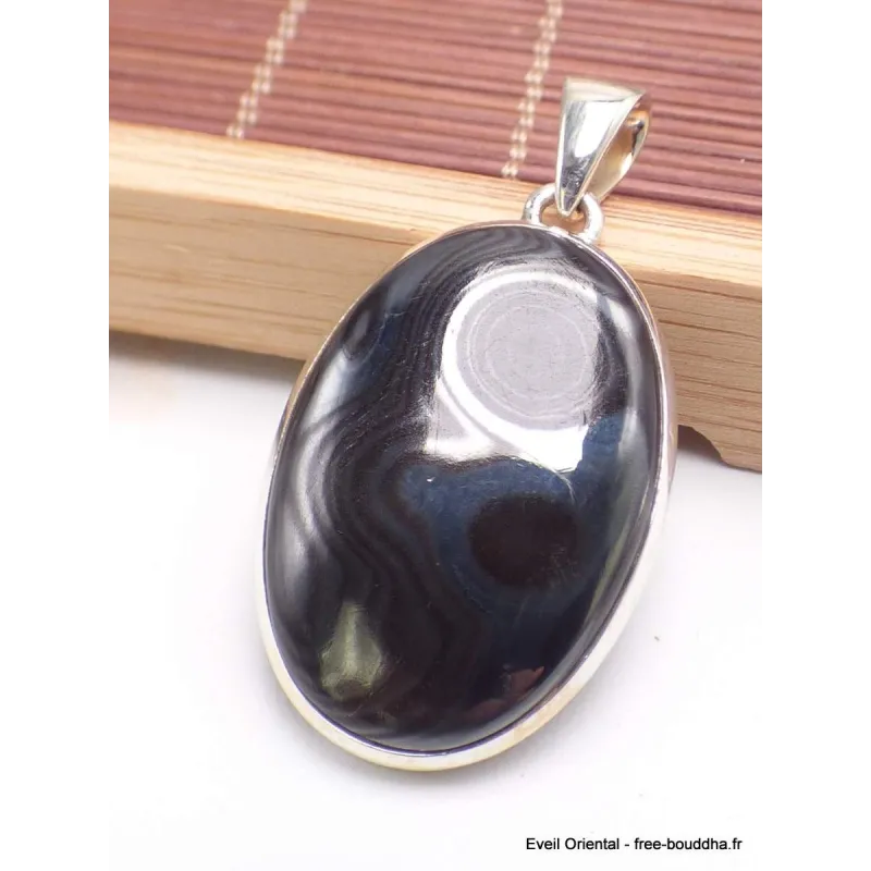 Bijou Pendentif en Malachite Noire Psilomélane - Pendentifs pierres naturelles