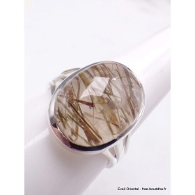 Bague Quartz rutile vert ovale taille 59 Bagues pierres naturelles CWA127.3