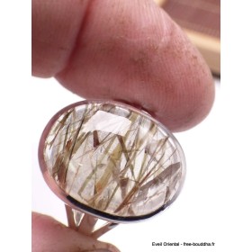 Bague Quartz rutile vert ovale taille 59 Bagues pierres naturelles CWA127.3