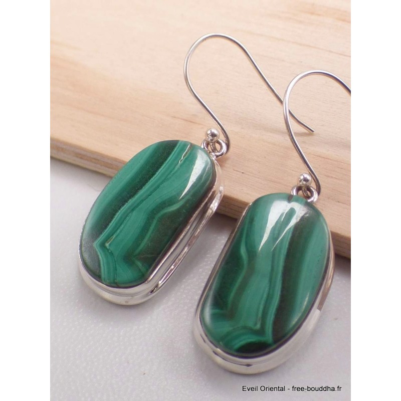 Boucles d'oreilles Malachite forme libre Bijoux en Malachite AW78.2