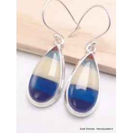 Boucles d'oreilles goutte Surfite Snowboard bleu jaune - Bijoux en Surfite Snowboard