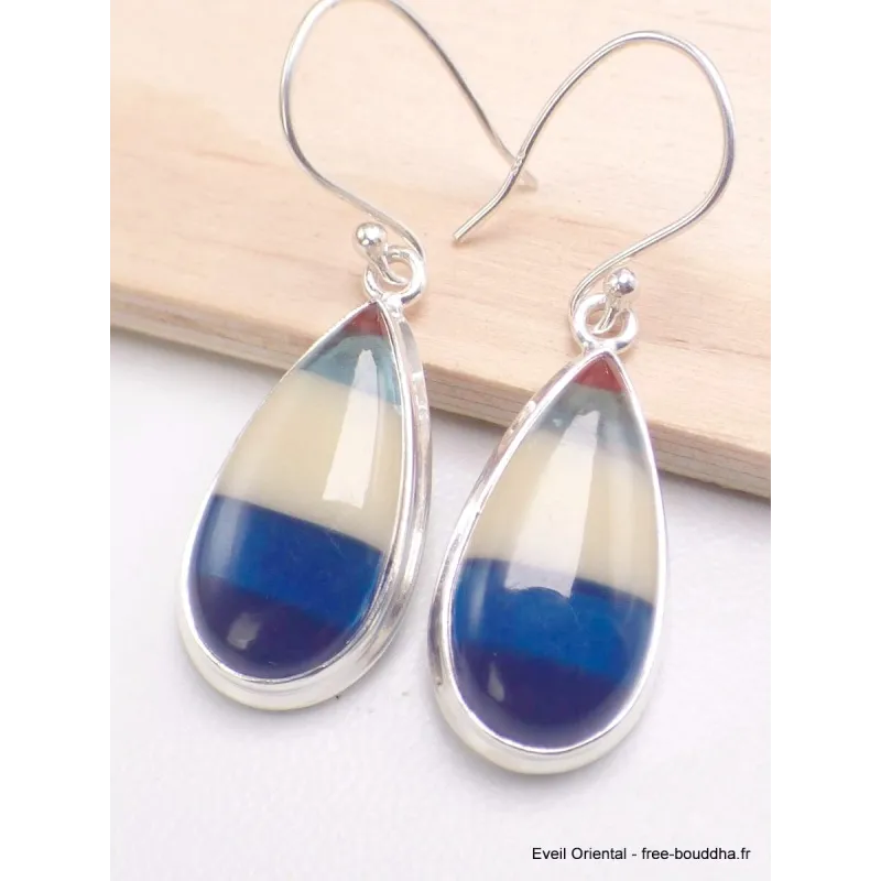 Boucles d'oreilles goutte Surfite Snowboard bleu jaune - Bijoux en Surfite Snowboard