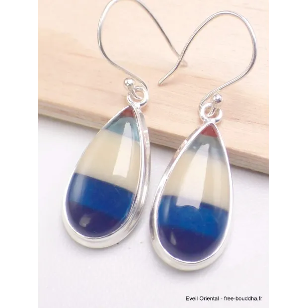 Boucles d'oreilles goutte Surfite Snowboard bleu jaune - Bijoux en Surfite Snowboard
