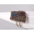 Bague Pyrite arc-en-ciel bleu bronze taille 58 - Bagues pierres naturelles