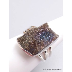 Bague Pyrite arc-en-ciel bleu bronze taille 58 Bijoux en Pyrite arc-en-ciel YM36.3