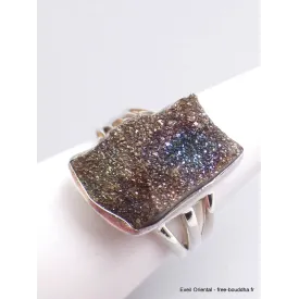 Bague Pyrite arc-en-ciel bleu bronze taille 58 - Bagues pierres naturelles