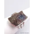 Bague Pyrite arc-en-ciel bleu bronze taille 58 - Bagues pierres naturelles