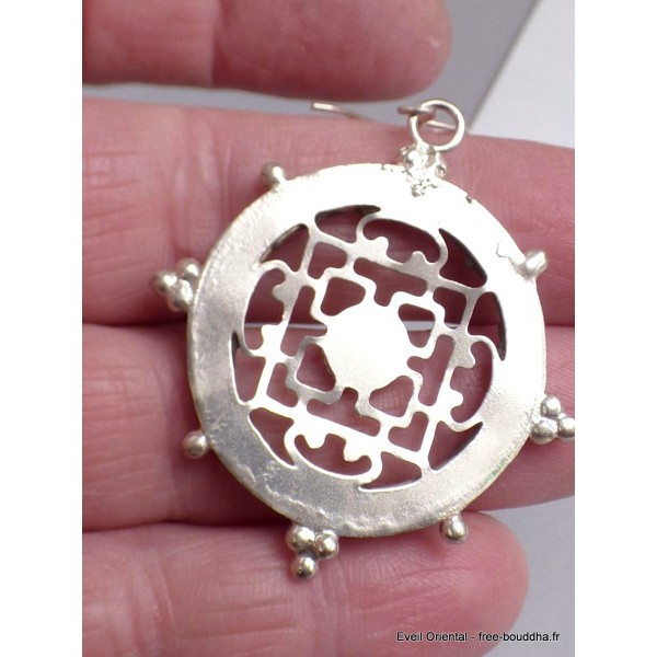 Boucles d'oreilles tibétaines Mandala Bijoux tibetains bouddhistes ABN8.1