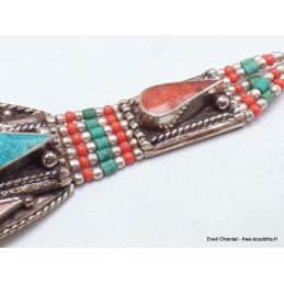 Bracelet traditionnel népalais turquoise corail Bracelets tibétains bouddhistes BTT3