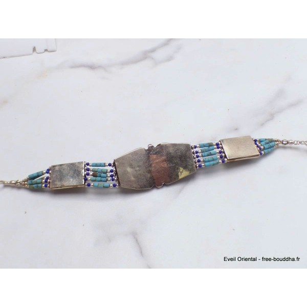 Bracelet tibétain traditionnel métal résine Bracelets tibétains bouddhistes BTT4