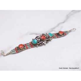 Bracelet tibétain traditionnel métal résine Bracelets tibétains bouddhistes BTT4