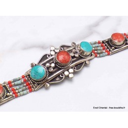Bracelet tibétain traditionnel métal résine Bracelets tibétains bouddhistes BTT4