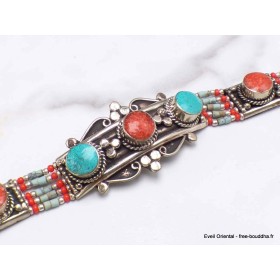 Bracelet tibétain traditionnel métal résine Bracelets tibétains bouddhistes BTT4