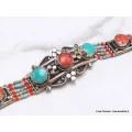 Bracelet tibétain traditionnel métal résine - Bracelets tibétains bouddhistes
