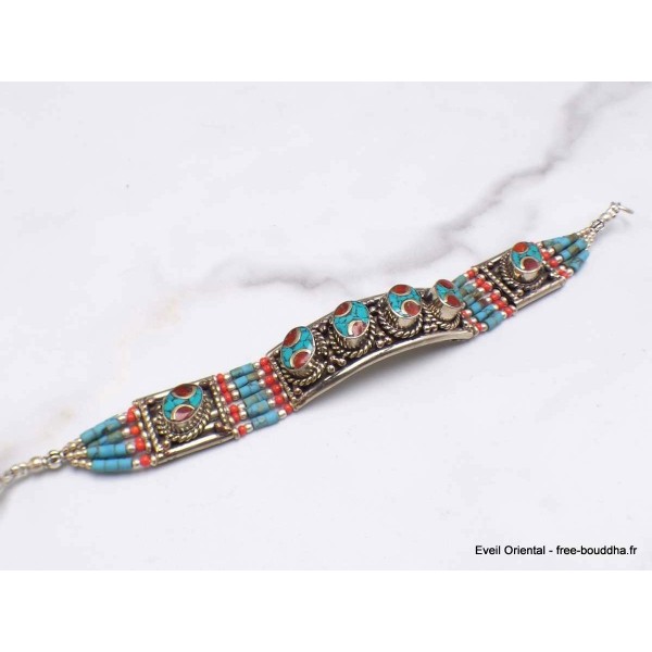 Bracelet tibétain traditionnel 4 pierres Bracelets tibétains bouddhistes BTT5