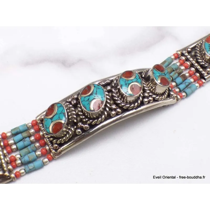 Bracelet tibétain traditionnel 4 pierres - Bracelets tibétains bouddhistes