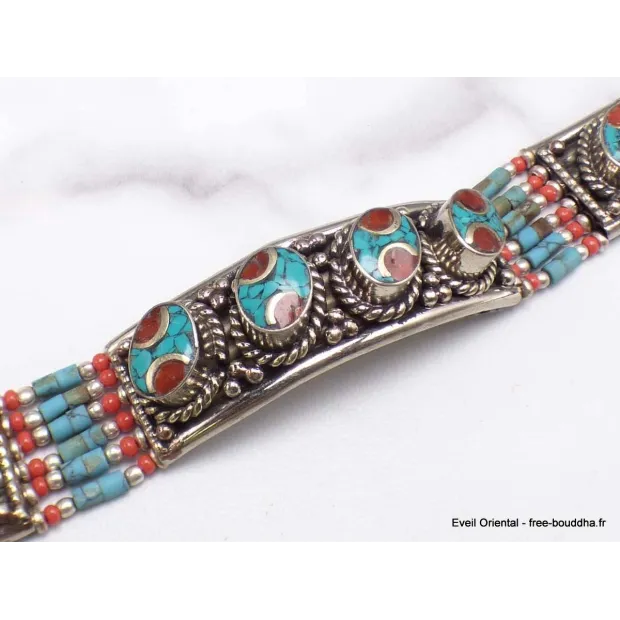Bracelet tibétain traditionnel 4 pierres - Bracelets tibétains bouddhistes